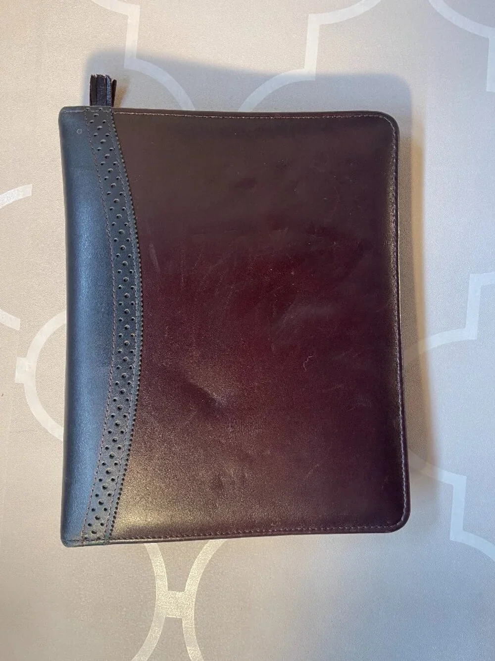 Franklin Quest Vintage Top Grain Leather Planner Binder Made in USA Organizer